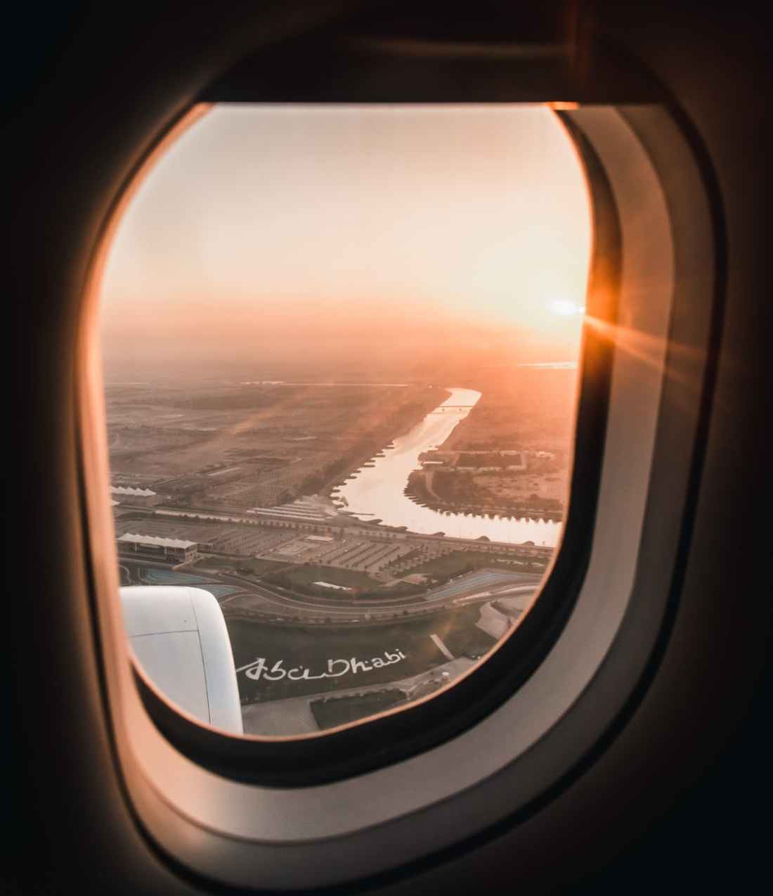 buildings at abu dhabi view from airliner window