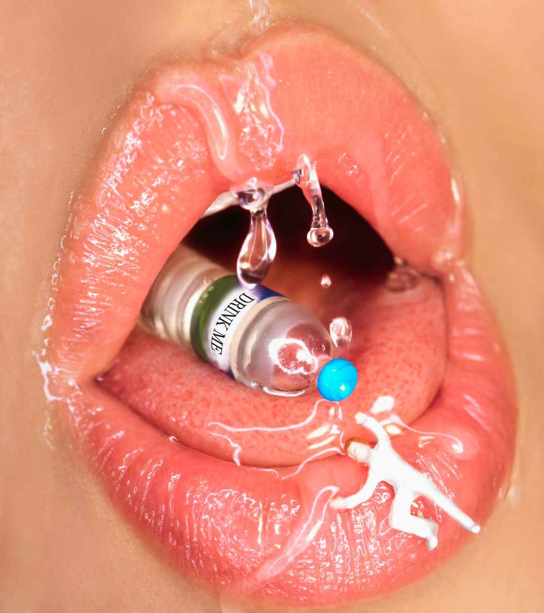 close up view of mouth of a thirsty person