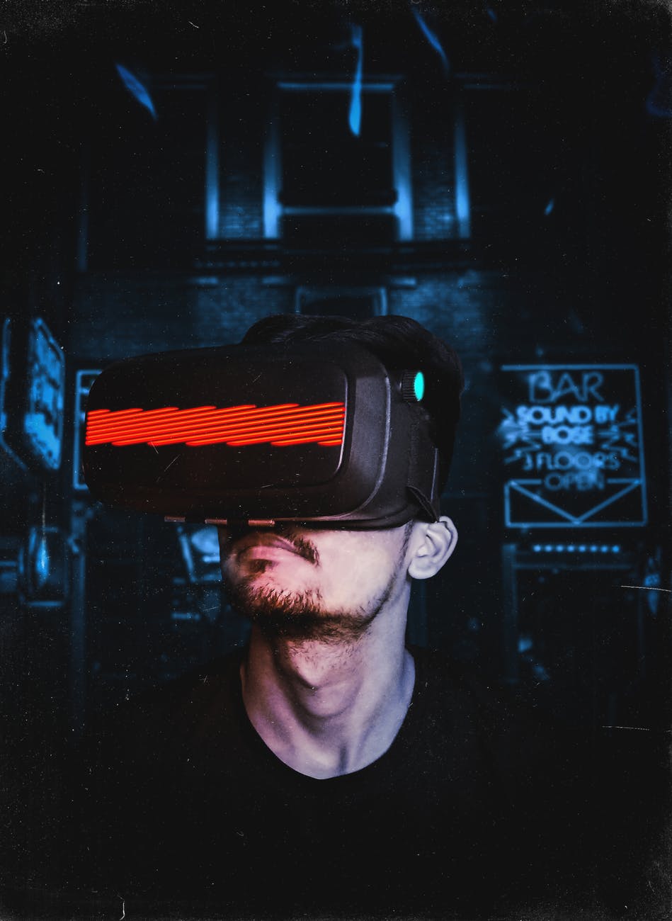 person wearing vr goggles